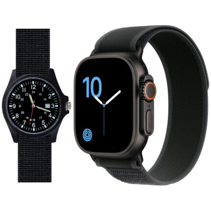 ساعت هوشمند 2.02 اینچی ویکتوری مدل HX9 ULTRA 2 با بند پارچه ای به همراه ساعت مچی